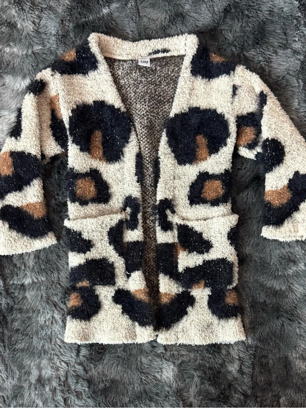 Cozy Cream Leopard Print Kids Cardigan Jacket